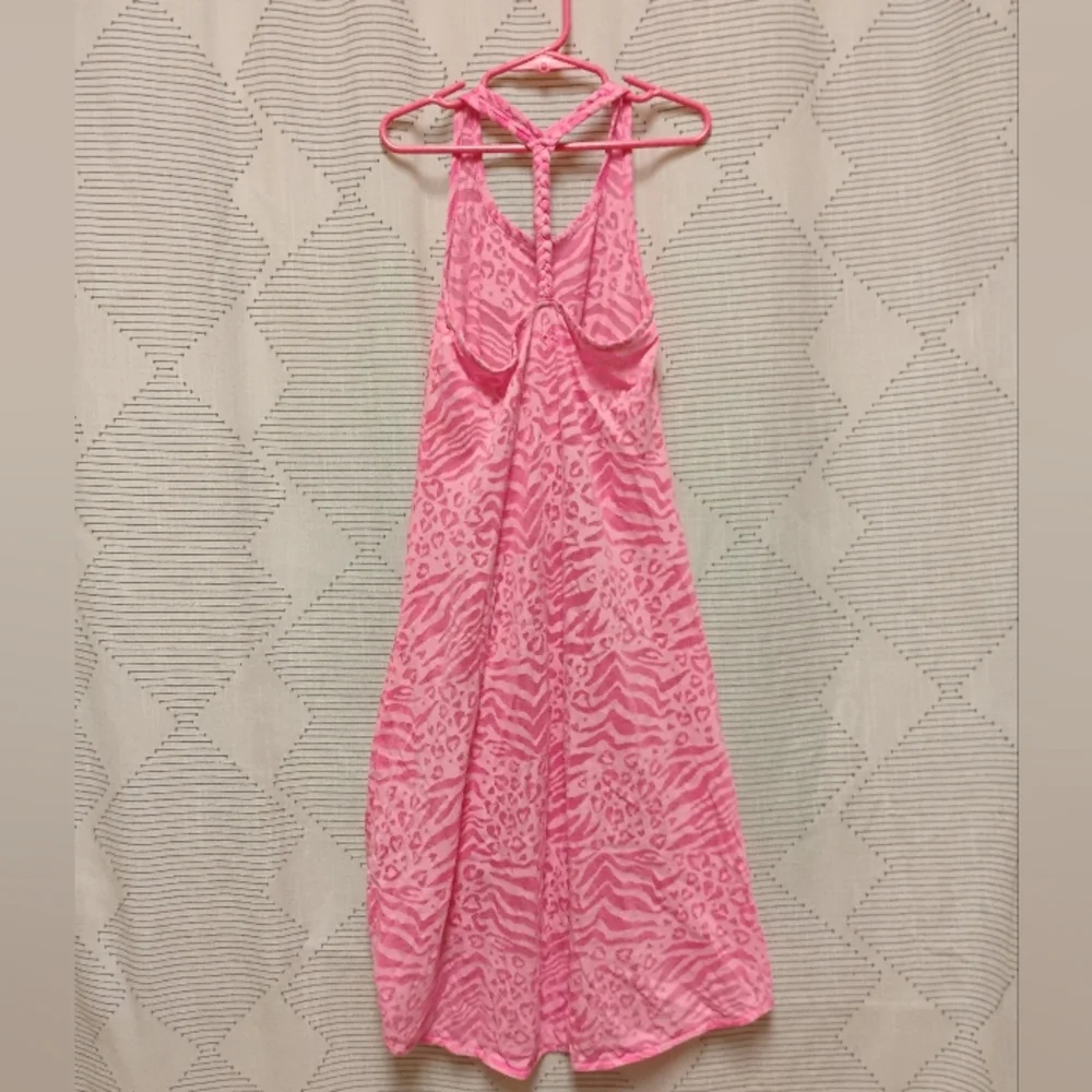 Justice Girls Pink Animal Print Swim Cover Up Halter Dress Size 6 7